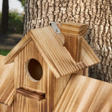MIXUMON Bird Houses for Outside, Outdoor 3 Hole Bird House Room for 3 Bird Families Bluebird Finch Cardinals Hanging Birdhouse for Garden (Style 1) MIXUMON