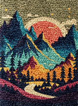 Landscape of Sunset Mountain Tree Latch Hook Rug Kit for Adults DIY Carpet Cushion with Printed Canvas Crochet Yarn Craft Hook and Latch Tapestry for Home Decor Pets Warm Pads 60x40cm(2) Generic
