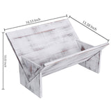 MyGift Shabby Whitewashed Wood Bookcase with Tilted Design, Decorative Storage Organizer Display Bookshelf MyGift