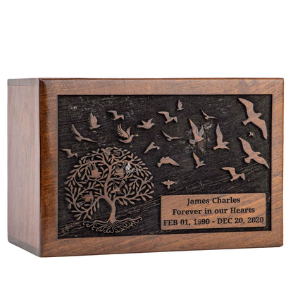 INTAJ Cremation Urn for Human Ashes Adult Male Female - Tree of Life Wooden Box Urn for Ashes - Handmade Decorative Funeral Urn (Customised Tree - WoodArtSupply