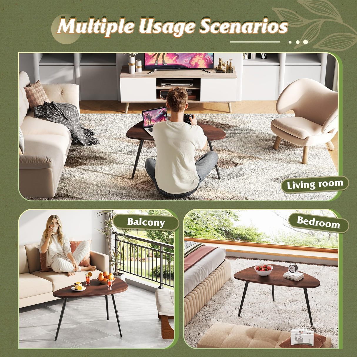WLIVE Oval Coffee Tables, Modern Coffee Table for Living Room, Coffe Table for Small Space Home Office, Easy Assembly, 33.5" W x 18.9" D x 18.7" H, Espresso WLIVE