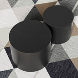 WILLIAMSPACE 18.9" Black Nesting Coffee Table Set of 2, Modern Black Round Coffee Tables Circle Side Table for Small Space, Accent End Table Set, No Assembling, Matte Black WILLIAMSPACE