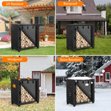 WLEAFJ Outdoor Firewood Rack Cover 4 feet, Log Rack Cover Waterproof, Wood Cover for Log Holder, 48" W x 24" D x 41" H, Black WLEAFJ