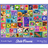 Re-marks State Flowers Stamp Collage Jigsaw Puzzle, 500 Large Piece Jigsaw Puzzle for All Ages Re-Marks