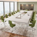 6.56 FT Conference Table, Super Sturdy Large Rectangle Meeting Seminar Table for 6-8 Person, Long Business Tables, 1 Pc White Trggivs
