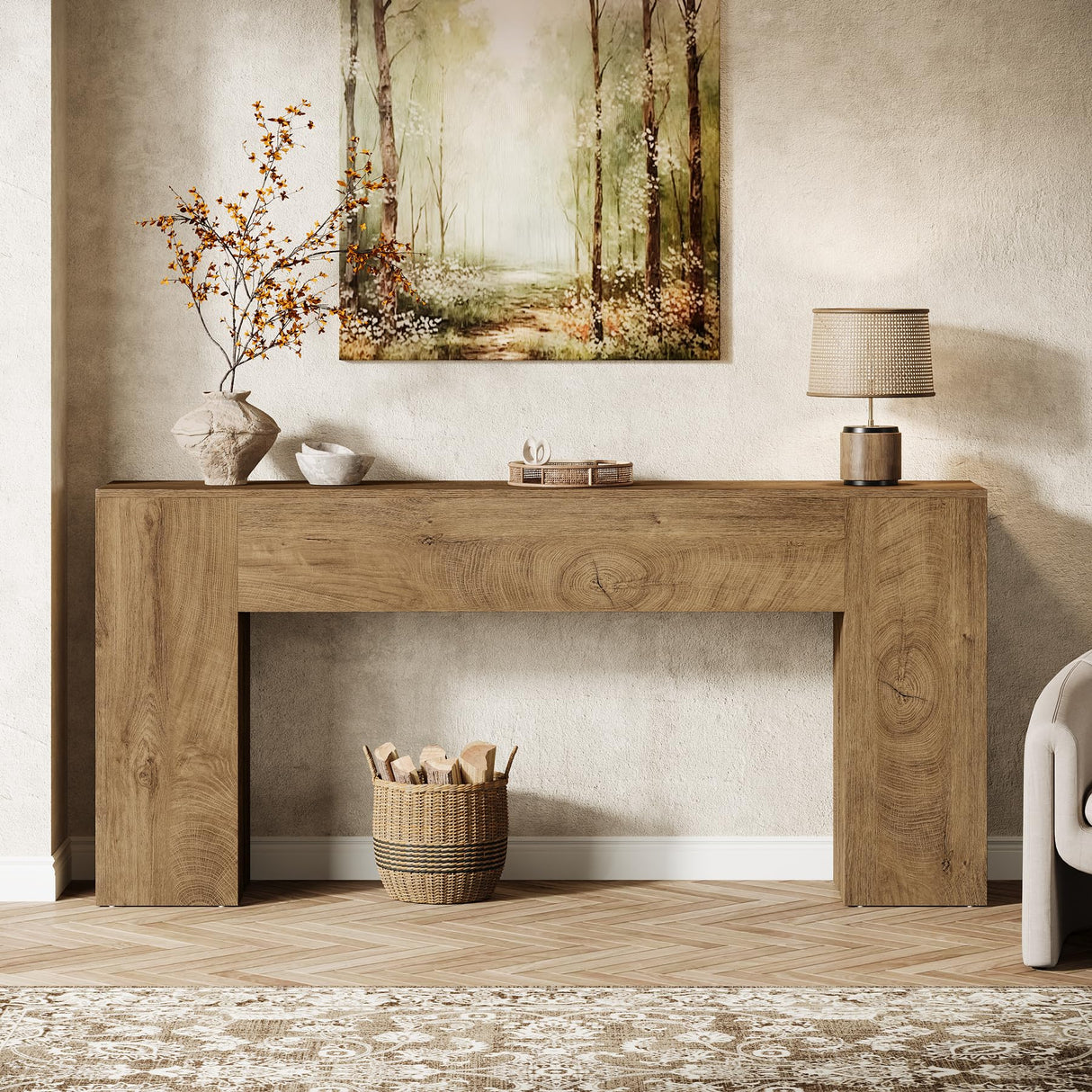 Tribesigns 71-Inch Long Console Table for Entryway, Farmhouse Sofa Console Behind Couch, Entry Table for Hallway, Foyer, Living Room, Burlywood Tribesigns