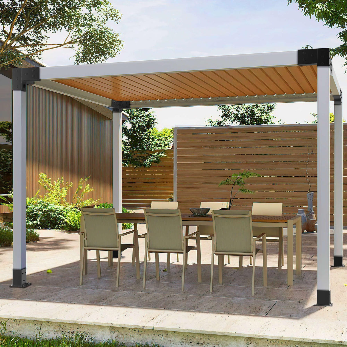 Jurrque Aluminum Alloy Pergola Kit with 3-Way Brackets for 4"x 4" Lumber,Lightweight,High-Strength DIY Pergola Brackets Support for Pergolas,Gardens,Outdoor Shelters,Gazebo Brackets Includes Screws. Jurrque