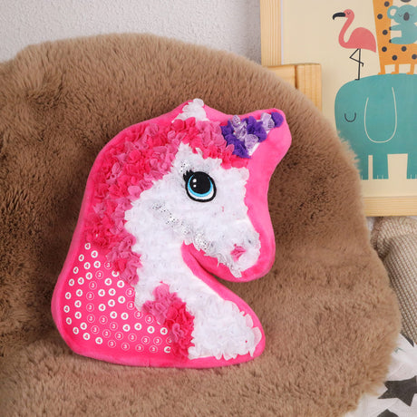 ORB PlushCraft Unicorn Pillow, Fabric by Number Art & Crafts, Ages 5 and Up, No Sewing Required, 324 Pieces for Making Your Own DIY Unicorn Cozy Pillow, Learning Fun with Bright Colors, Multi,1 Count The Orb Factory
