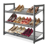 Whitmor Steel Mesh 3-Tier Shoe Rack, Gunmetal Gray Whitmor