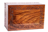 Handmade Rosewood Urn Box for Human Ashes Engraved Border Wooden Cremation Box/Urns for Human Ashes Adult, Funeral Urn Box Wooden Decorative Urns Box KHIZAR HANDICRAFT