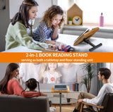 NAMON 2 in 1 Dual-use Floor Book Stand & Desktop Book Stand, 100% Solid Wood and Metal Build, Height Adjustable from 16.5-51in, Floor Holder Stand with Page Paper Clip for Cookbooks, Sheet Music, etc. NAMON