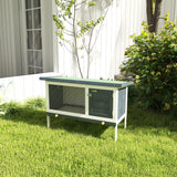 PawHut 35" Wooden Rabbit Hutch Indoor, Bunny Cage Outdoor, Guinea Pig House with Pull-Out Tray, and Openable Asphalt Roof, Black PawHut