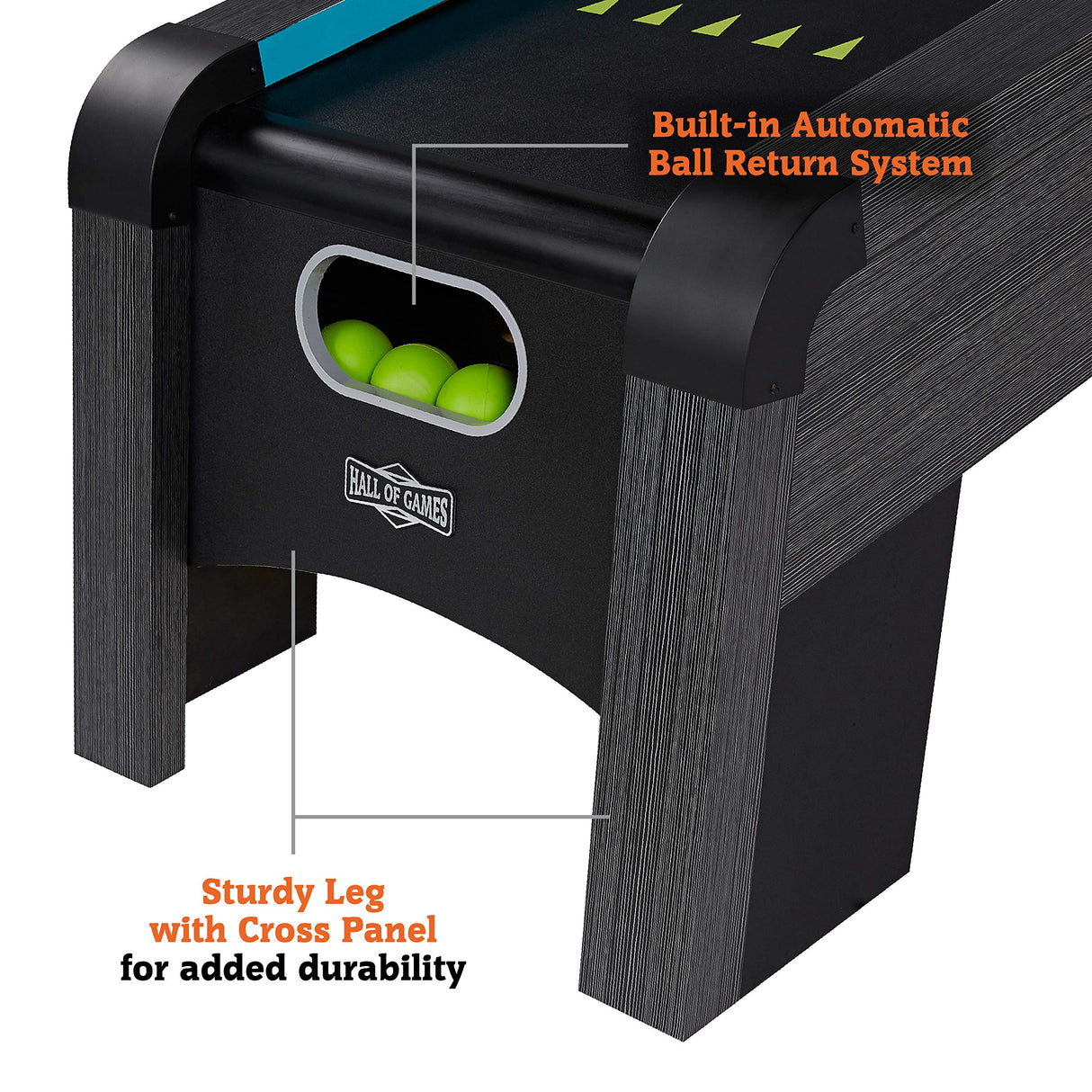 Hall of Games 108" Roll and Score with LED Lights and Electronic Scorer, Black/Blue, 9 Foot Hall of Games