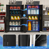 Greenvelly Metal Garage Storage Cabinet, 72'' Lockable Steel Cabinet with 2 Doors and 4 Adjustable Shelves, Black Metal Tool Cabinets,Locking File Cabinet for Home Office, Garage, School Greenvelly