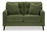 Signature Design by Ashley Bixler Mid-Century Modern Tufted Loveseat with 2 Toss Pillows, Green Signature Design by Ashley
