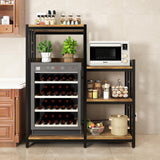 6-Tier Kitchen Baker's Rack with Power Outlet, Microwave Oven Stand with Storage Suitable for Kitchen Living Room Office Storage Shelf, Mini Fridge Stand Shelves for Spices, Pots and Pans. (Brown) Mini Quexing