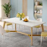 Tribesigns Dining Table for 6-8 People, 70.9 Inch Rectangular Kitchen Table with Solid Wood Legs, Faux Marble Wood Dining Table, Modern Large Dinner Table for Dining Room, Living Room, Kitchen Tribesigns