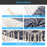 Backyard Hammock with Tassels,Garden Hammocks with Portable Carry,Bag Deluxe Macrame Fringe for Patio,Garden,Backyard,Beach,Outdoor and Indoor Porch Fabric, Up to 450Lbs (Blue-Diamond) ROOITY