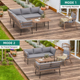 YITAHOME 4-Piece Wicker Patio Furniture Set, All Weather PE Rattan Conversation Set Sectional Sofa with Soft Cushions & Side Table, Porch Furniture for Deck, Balcony, Backyard - Grey YITAHOME