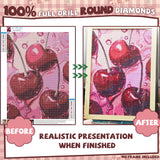 Gamteldot Cherry Diamond Art Kits for Adults Beginners,DIY Diamond Art 5D Full Drill Diamond Dots Diamond Painting with Complete Tools,Pefect Art Crafts for Home Wall Decor Gift-12x16in Gamteldot