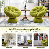 Papasan Chair with Cushion and Frame, 360° Swivel Accent Chair, Comfy Chenille Upholstered Round Modern Oversized Reading Lounger with Metal Base Lazy Chair for Bedroom, Living Room, Olive Green SLEERWAY