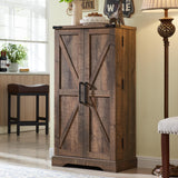 ACCOHOHO 47" Kitchen Pantry, Farmhouse Storage Cabinet with Barn Doors, Organizer and Adjustable Shelves, Rustic Wood Cupboard for Kitchen, Dining Room, Bathroom and Hallway, Rustic Brown ACCOHOHO