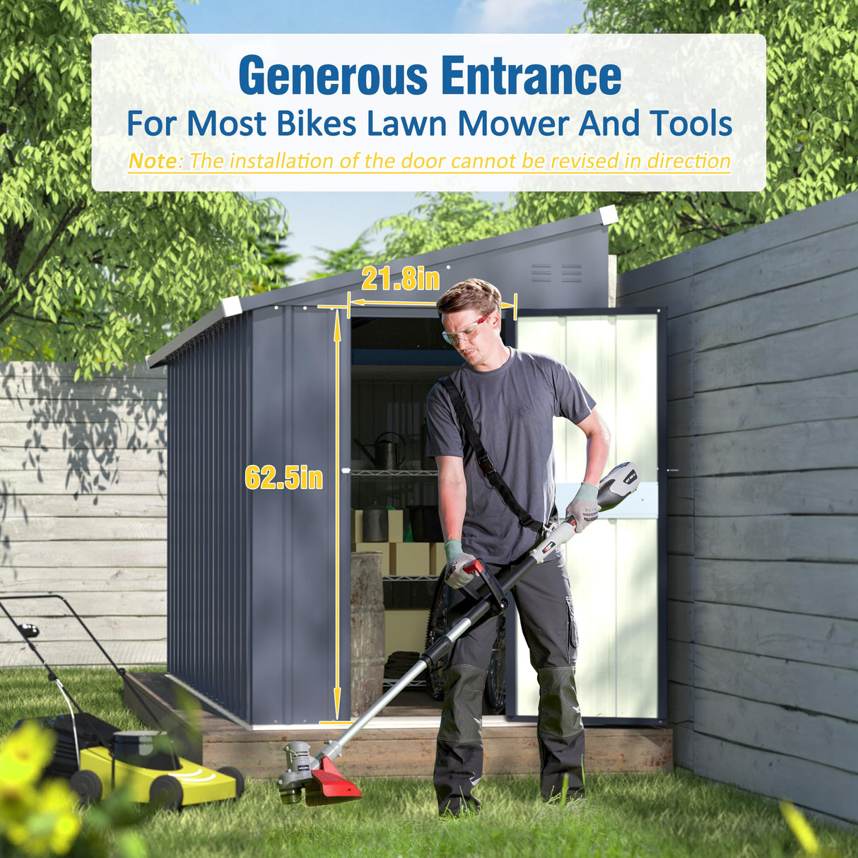 MUPATER 4×10 FT Storage Shed for Outdoor,Lean-to Shed Kit with Thickened Galvanized Steel, Metal Tools Shed with Lockable Door and Air Vents for Patio Garden, Grey MUPATER