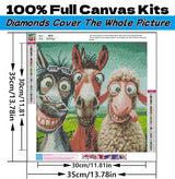 5D Diamond Art Kits for Adults Beginners,Crazy Animals DIY Full Round Drill Diamond Painting Kits,Donkey Horse Sheep Paint by Diamonds Dots Gem Art Easy,Home Wall Decor 14X14 Inch Acelii