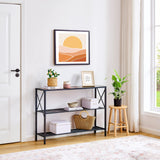 Hoctieon Industrial Console Table, 3 Tier Entryway Table, Hallway Table, Narrow Sofa Table with Shelves, Entrance Table for Entryway, Living Room, Foyer, Hallway, Office, Rustic Brown&Black Hoctieon