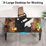 LITTLE TREE 70.8 Inch X-Large Executive Computer Office Desk, Brown+Black LITTLE TREE