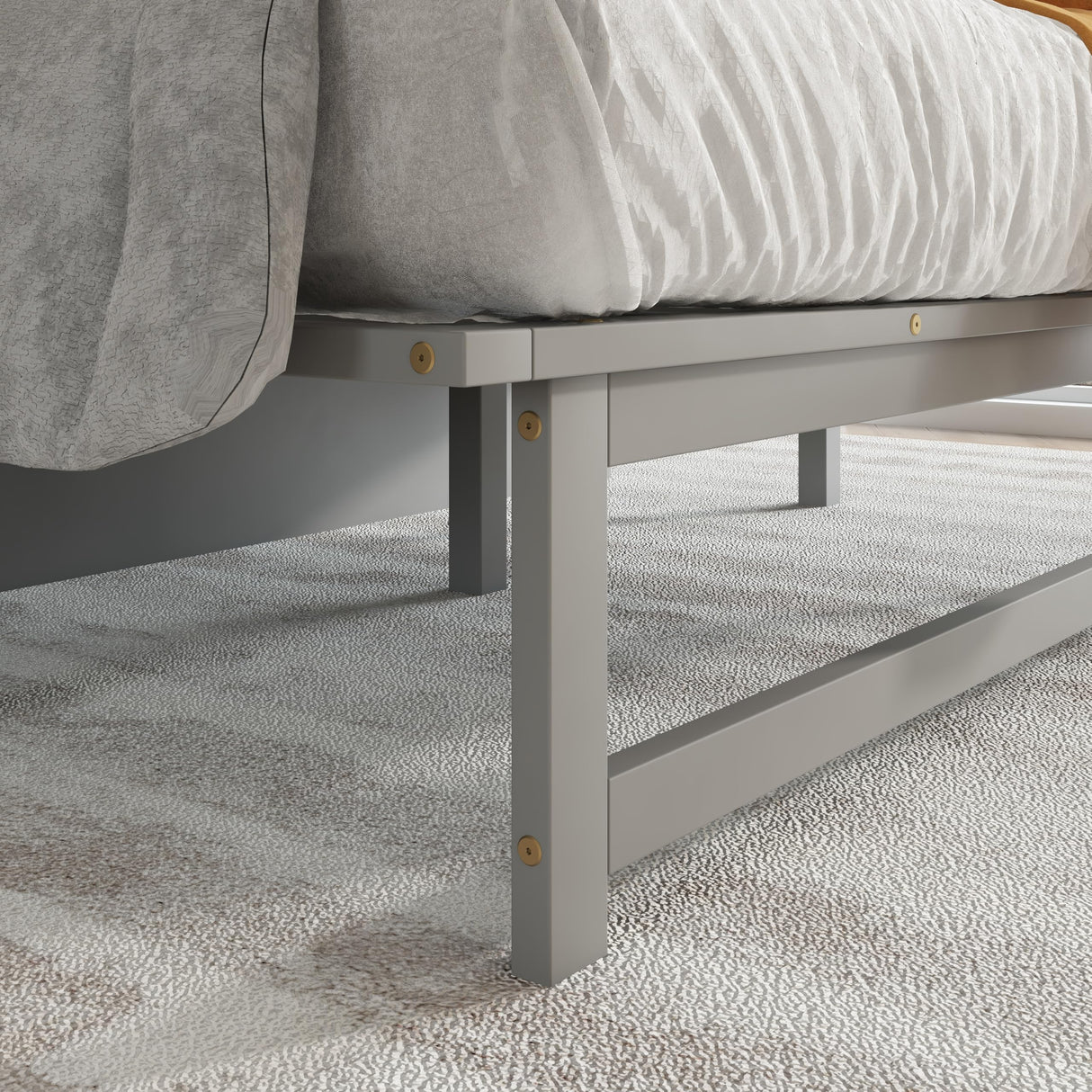 KEIKI Queen Size Murphy Bed with USB Port and Removable Shelves on Each Side, Solid Pine Murphy Cabinet Bed for Home Office, Guest Room,Grey KEIKI