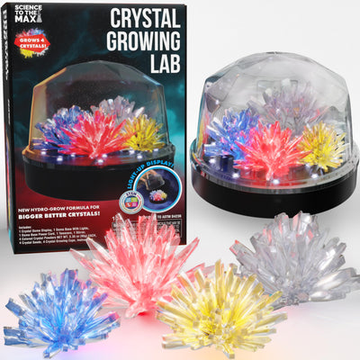 Light up Crystal Growing Kit by Be Amazing Toys - Grow 4 Large Crystals with Light up Display Dome - DIY Educational Science Toys - Cool STEM Gift for Boys & Girls 10+