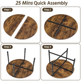 Yaheetech Round Coffee Table, Small Coffee Table for Living Room, Rustic Wood Circle Modern Center Table with Sturdy Metal Legs, Easy to Assemble, 35.5 x 18 Inches Yaheetech