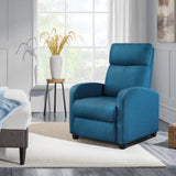 Yaheetech Fabric Recliner Sofa Modern Single Recliner Sofa Home Theater Seating with Thick Seat Cushion, Backrest and Pocket Spring, Blue Yaheetech
