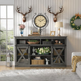 TOLEAD Farmhouse TV Stand for 65 inch TV Farmhouse Entertainment Center with Sliding Barn Doors Console Storage Cabinet for Living Room, Bedroom Grey TOLEAD