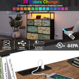 Tohomeor TV Stand with Power Oulet Dresser with Charging Station & LED Light Dresser with 8 Fabric Drawers for Living Room Storage Chest of Drawers Retro Dresser with Open Shelf Wooden Top Tohomeor