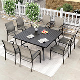 HERA'S HOUSE 9 Pieces Patio Dining Set, Outdoor Table and Chairs Set for 8, 8 x Brown Textilene Dining Chair and 60" Square Metal Dining Table, Outdoor Dining Sets for Lawn Garden Backyard Deck HERA'S HOUSE