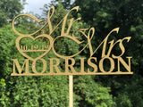 Personalized Wedding Cake Topper | Wooden Cake Topper | Mr Mrs Heart Customized Wedding Date And Last Name designLEE Studio