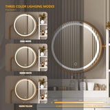 Makeup Vanity Desk with Round Mirror and Lights, White Vanity Makeup Table, Small Vanity Table for Bedroom with Lots Storage, 3 Lighting Modes, Vabches