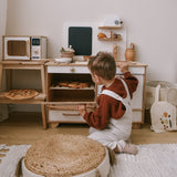 Kids Pretend Play Kitchen Wooden Montessori Playroom Furniture Nursery Decor Birthday Gift for Toddler Girl Wood Natural Baby Neutral Room (Natural) Enjoy The Wood