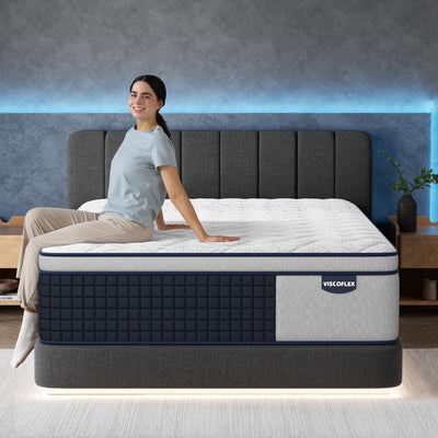 VISCOFLEX Firm King Mattress 14 Inch, Breathable Hybrid Mattress in a Box with Targeted Spinal Support and Pain Relief, Motion Isolation Pocket Springs - Fiberglass-Free, CertiPUR-US, 365-Night Trial