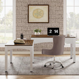 Tribesigns 94.5” Two Person Desk, Extendable Long Double Desk for 2 Person, Modern Computer Desk Study Writing Table for Office, Brown & White Tribesigns