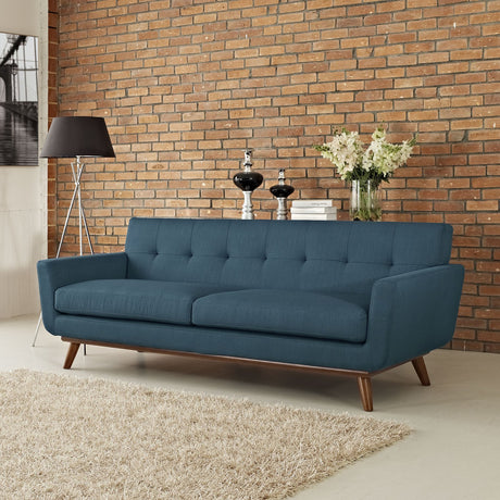 Modway Engage Mid-Century Modern Upholstered Fabric Sofa in Azure Modway