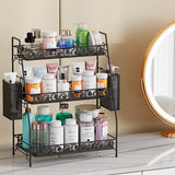 IBEDMAZIE 3-Tier Large Size Storage Rack,Counter Organiztion for Bathroom Countertop Organizer Shelf for Spice Racks for Kitchen/Sink/Bedroom/Living room/Office/Plant Rack with Two Metal Baskets IBEDMAZIE
