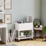 Mobile File Cart with Lock, Rolling File Cabinet Hanging Letter/Legal File Folders with Lockable Sliding Cover, White File Organizer on Wheels MIIIKO