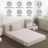 Luoxiao Folding Sofa Bed Twin with Pillow, Portable Foldable Sofa Bed for Travel, Camping, Guest, Trifold Mattress with Breathable & Washable Cover, Convertible and Easy to Storage, Off White Luoxiao