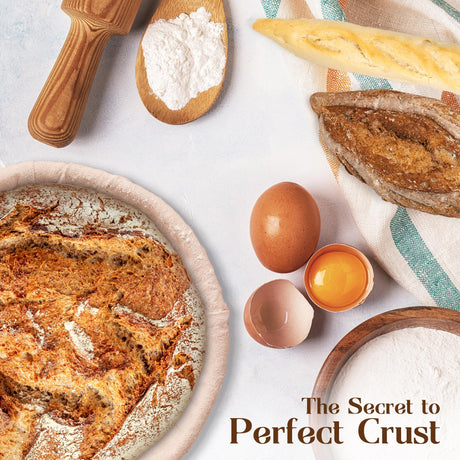 ABIOTO Bread Proofing Baskets for Sourdough Bread Baking - Set of 2 9" Round Banneton Baskets with Liners, Made of Finest Indonesian Rattan - Bake Perfect Artisan Bread Loaves at Home Like a Pro ABIOTO