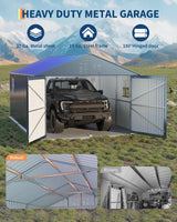 GarveeLife 12x20 FT Metal Carport, Enclosed Car Port with Reinforced Frame and Steel Roof for All-Weather Use, Metal Garage Shed for Full-Sized Pickup Trucks GarveeLife