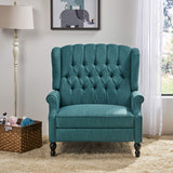 Christopher Knight Home Salome Push Back Recliner, Teal, Dark Brown 33.25D x 37.75W x 42.5H in GDFStudio