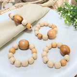 Napkin Rings Set of 6 - Wooden Beads Napkin Rings | Rustic Wooden Napkin Ring Holder for Table Decoration Handmade LEBEJUA Napkin Ring with Wood Beads & Jute Twine - Farmhouse Napkin Rings Boho Style LEBEJUA